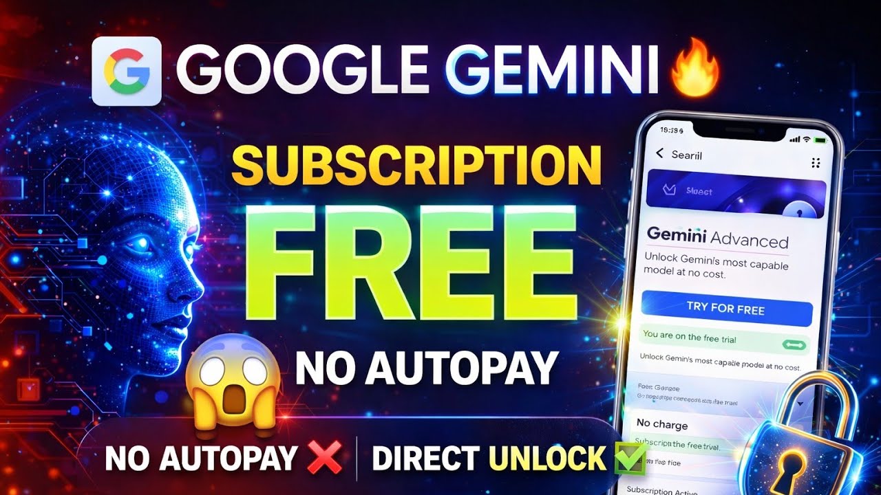 google gemini free for students | google gemini free subscription (No Autopay) 🔥