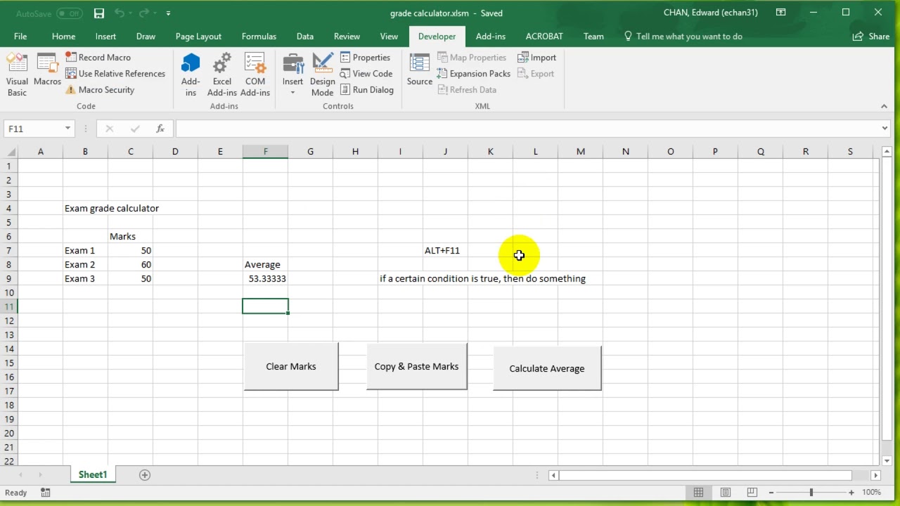 VBA Excel 2016 Lesson 6 - If then Else statement