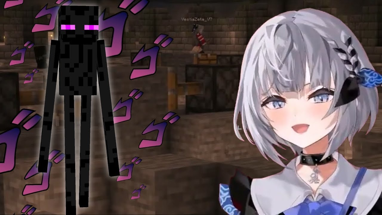 Zeta being chased by Enderman feat. Iofi, Kobo, Risu, Moona, Ollie, Reine, Anya 【Hololive / HoloID】