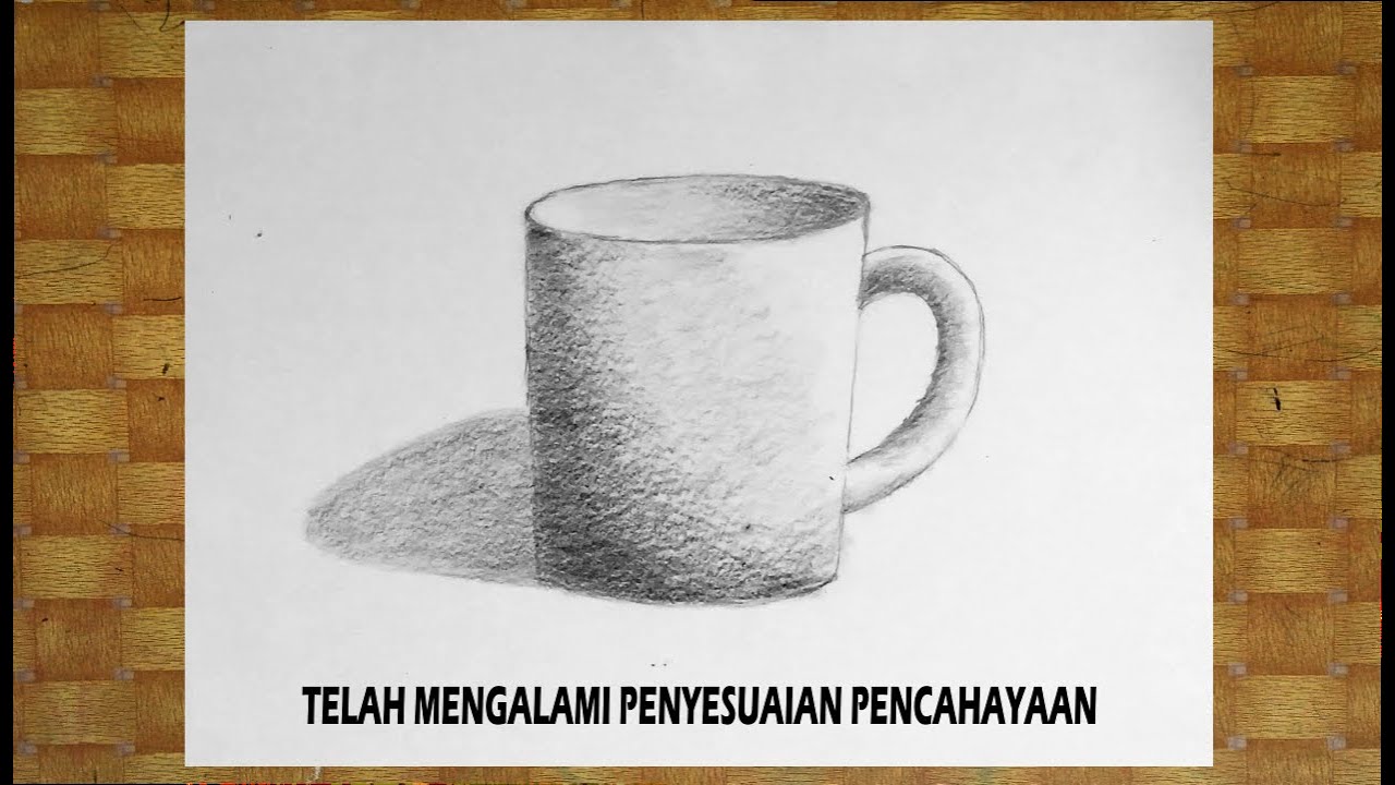 Menggambar model alam benda teknik arsir untuk pemula - Gelas 3D sederhana