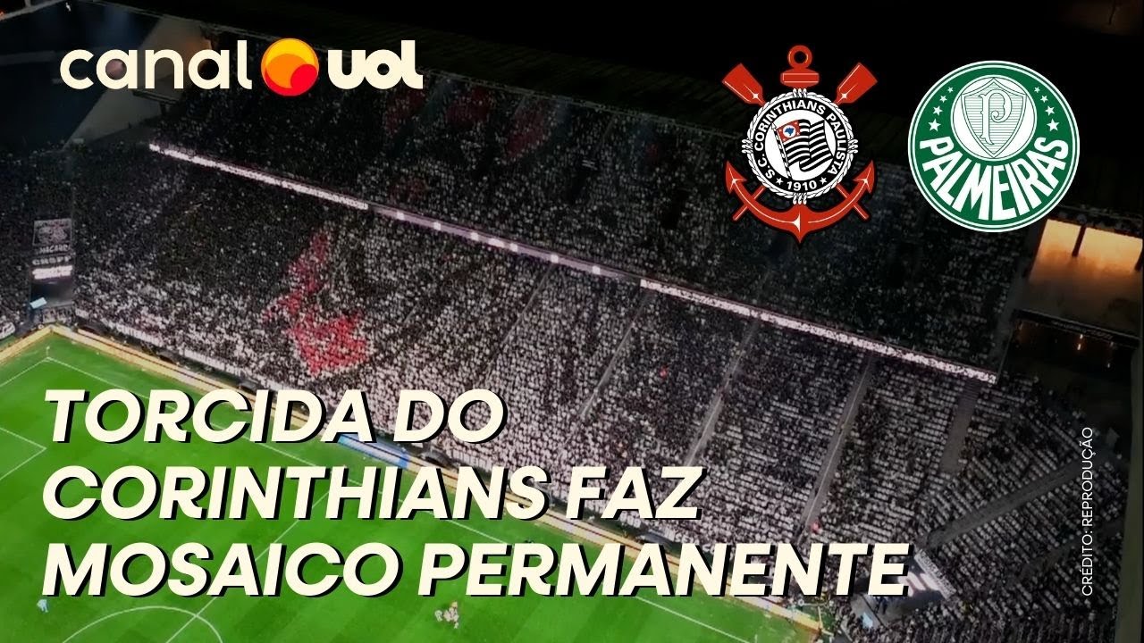 CORINTHIANS X PALMEIRAS: TORCIDA DO TIMÃO FAZ MOSAICO PERMANENTE NA NEOQUÍMICA