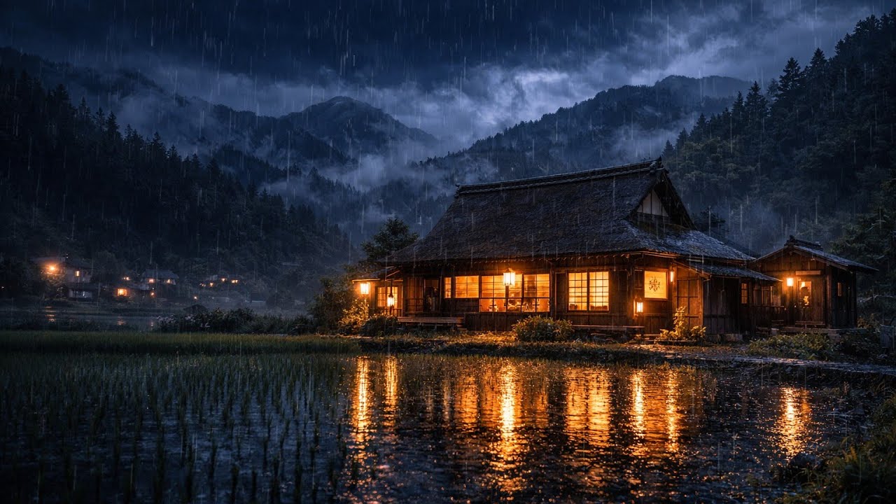 Heavy Rain at a Cozy Japanese Countryside Cottage | Deep Sleep Rain Sounds | 1 Hour
