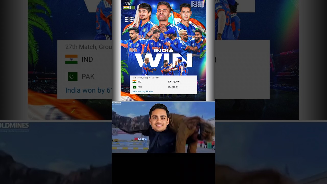 India won by 61 Runs Vs Pakistan | T20l #short #cricket #t20worldcup #indvspak