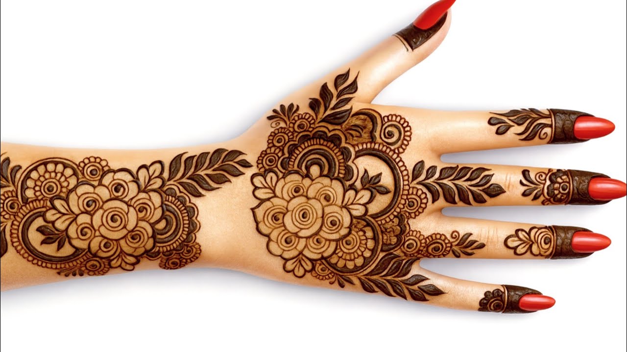 आसान फूल मेहंदी डिज़ाइन| Easy Dubai Back Side Mehndi Design