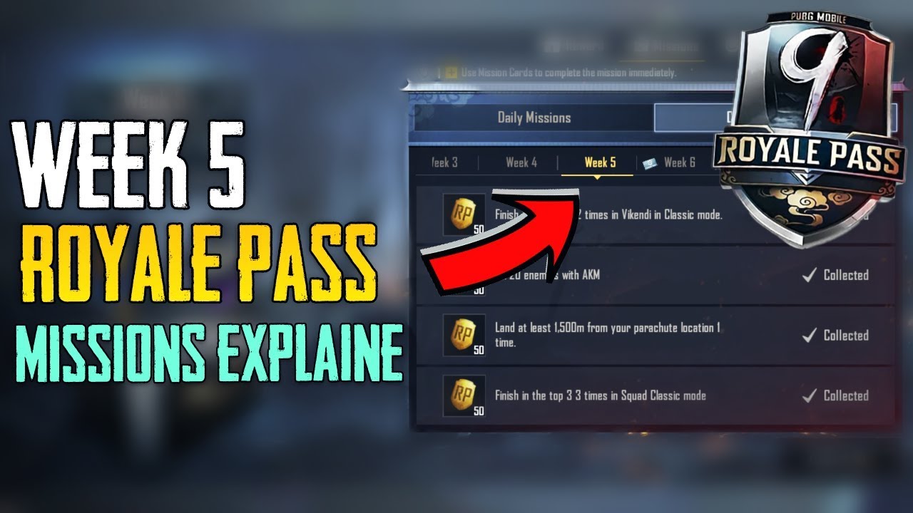 SEASON 9 WEEK 5 ROYALE PASS MISSIONS EXPLAINED PUBG MOBILE | WEEK 5 RP MISSION PUBG SEASON 9