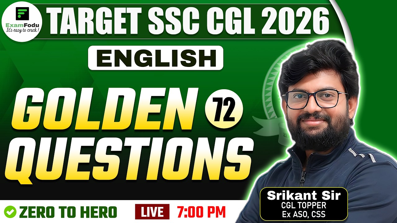 ENGLISH GOLDEN QUESTIONS -72 FOR TARGET SSC CGL 2026 | SRIKANT SIR ENGLISH #ExamFodu