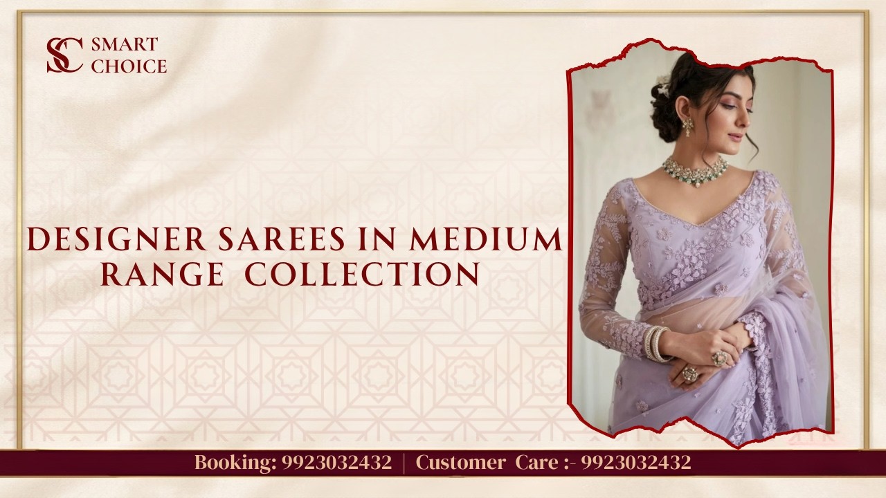 Дизайнерские сари из коллекции среднего ценового сегмента | Для заказа: 9923032432 | Smart Choice