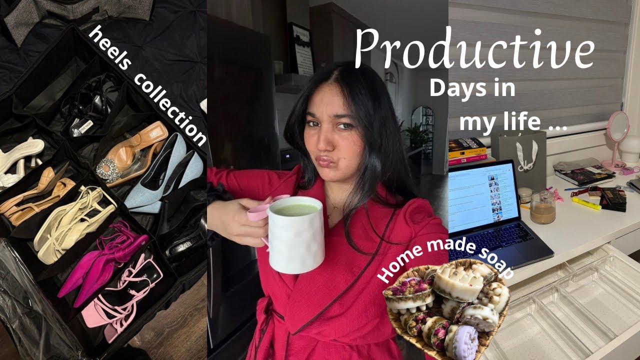 Productive days 🌨️: صايبت صابون فدار 🫧🧼, go to coffee recipe, my heels collection👠☕️