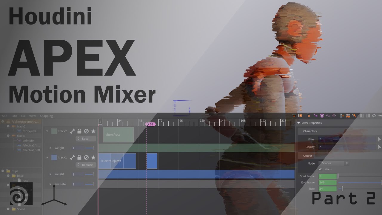 Houdini's APEX Motion Mixer Tutorial - Part 2 - Multiple Tracks, Effects and Baking