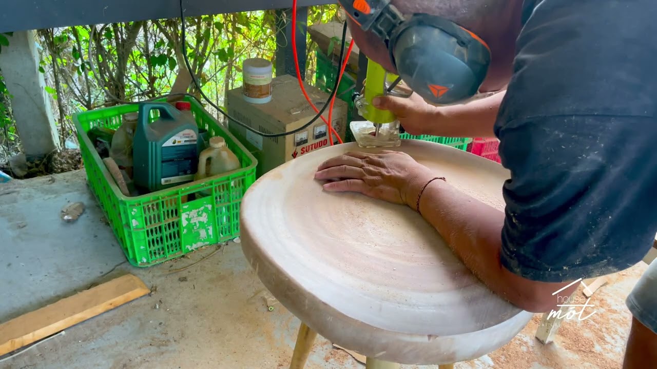 DIY bàn cà phê từ khoanh gỗ xà cừ tại Mót #mothouse #diy #workshop #woodworking