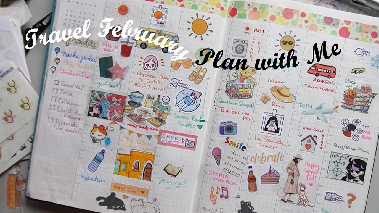 Travel | Plan with Me | Last Week of February and Flip Through | Weekly and Monthly sections