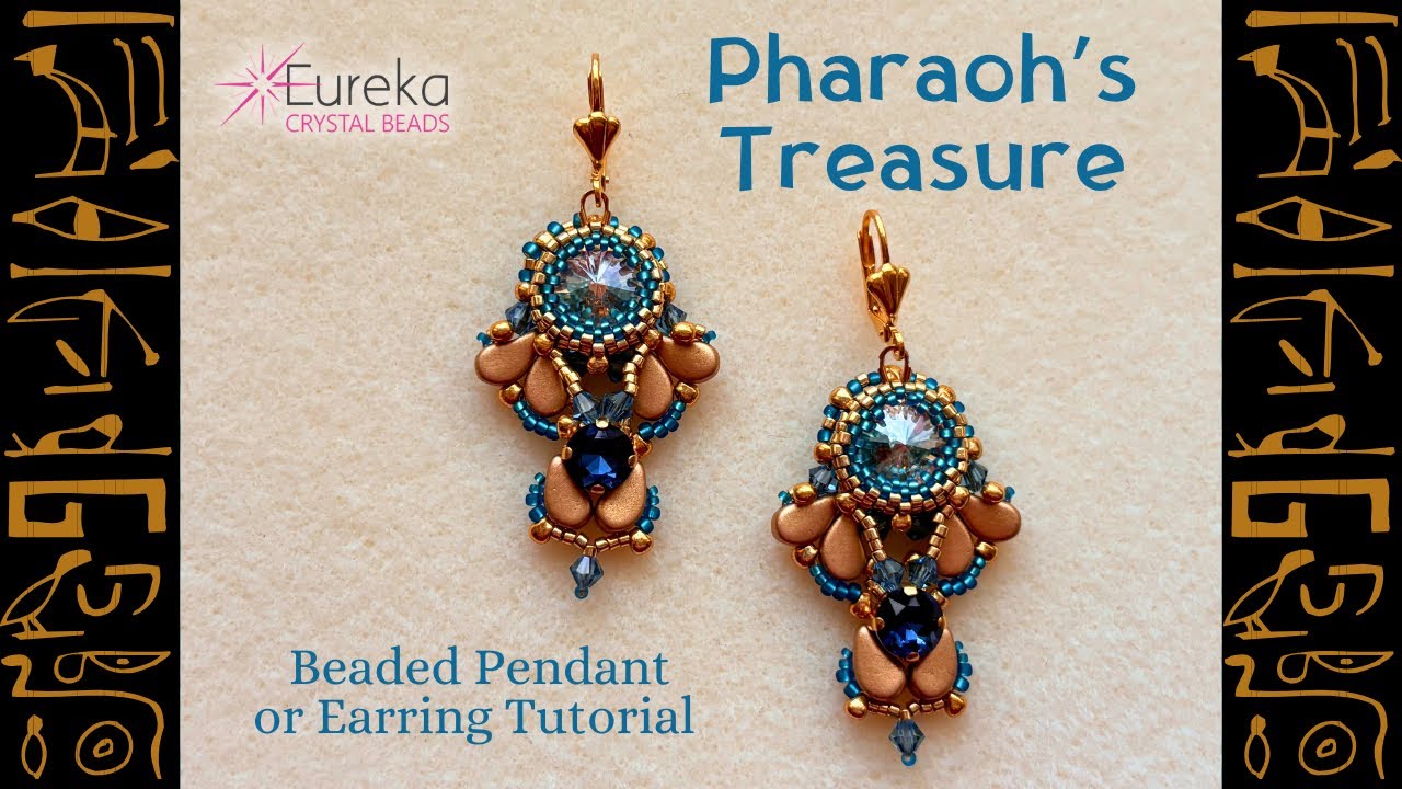 Pharaoh’s Treasure Beaded Earrings or Pendant | Locked Away Beads Collection Lite from Eureka