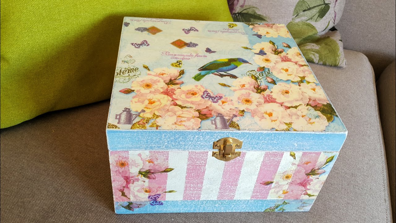 الديكوباج على الخشب بستخدام المناديل  decoupage wood