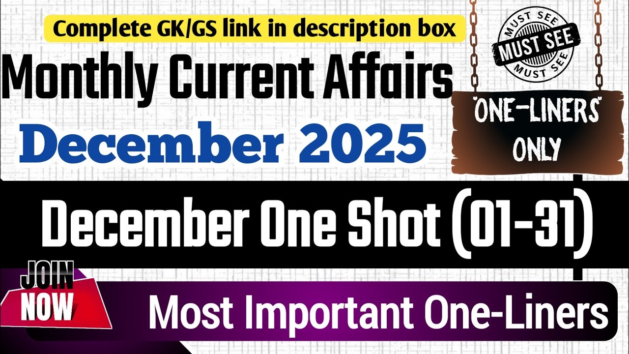 December 2025 Current Affairs | Current Affairs December 2025  |December 2025 | Current Affairs 2025