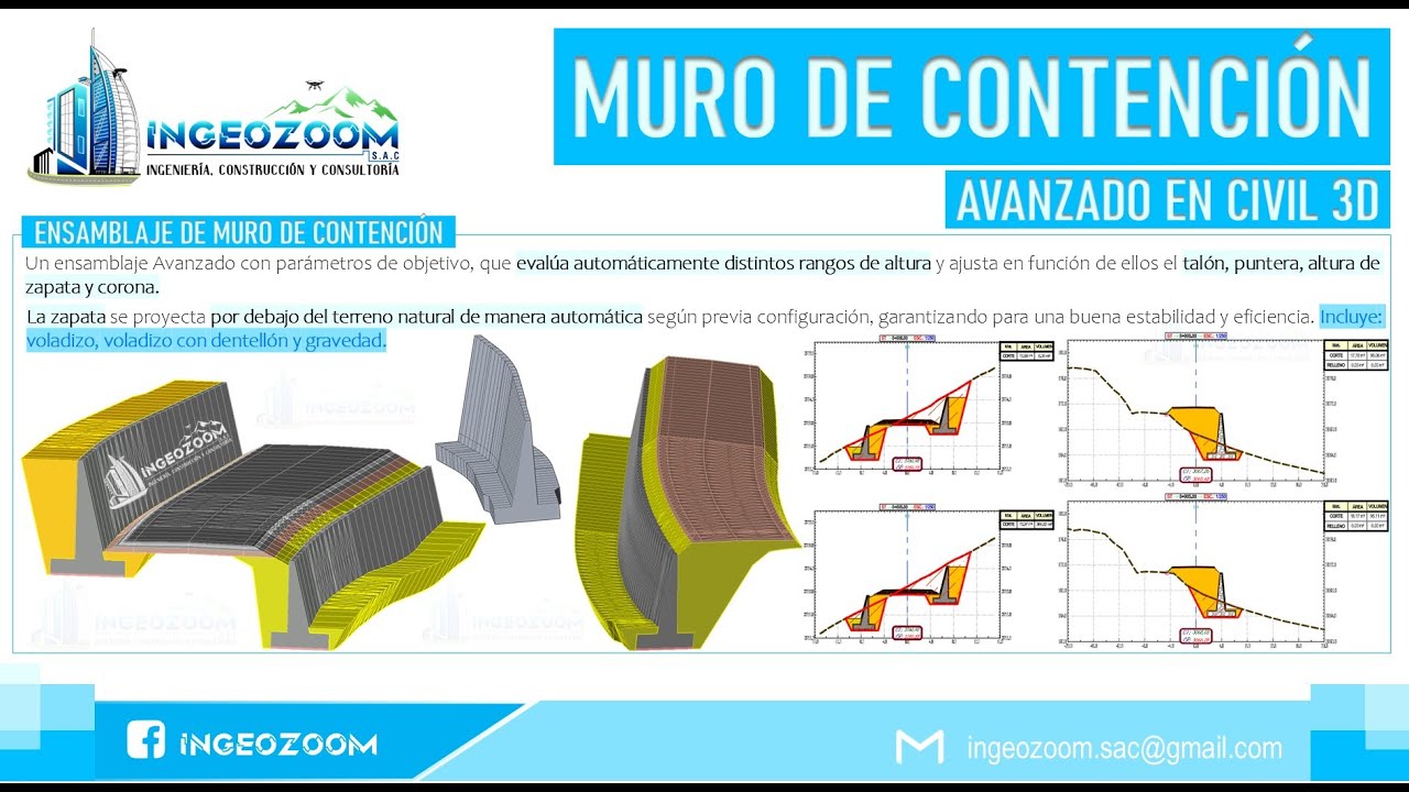 MURO DE CONTENCION PARA CARRETERAS EN CIVIL 3D