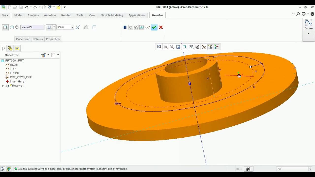 Simple flange in creo parametric 2.0
