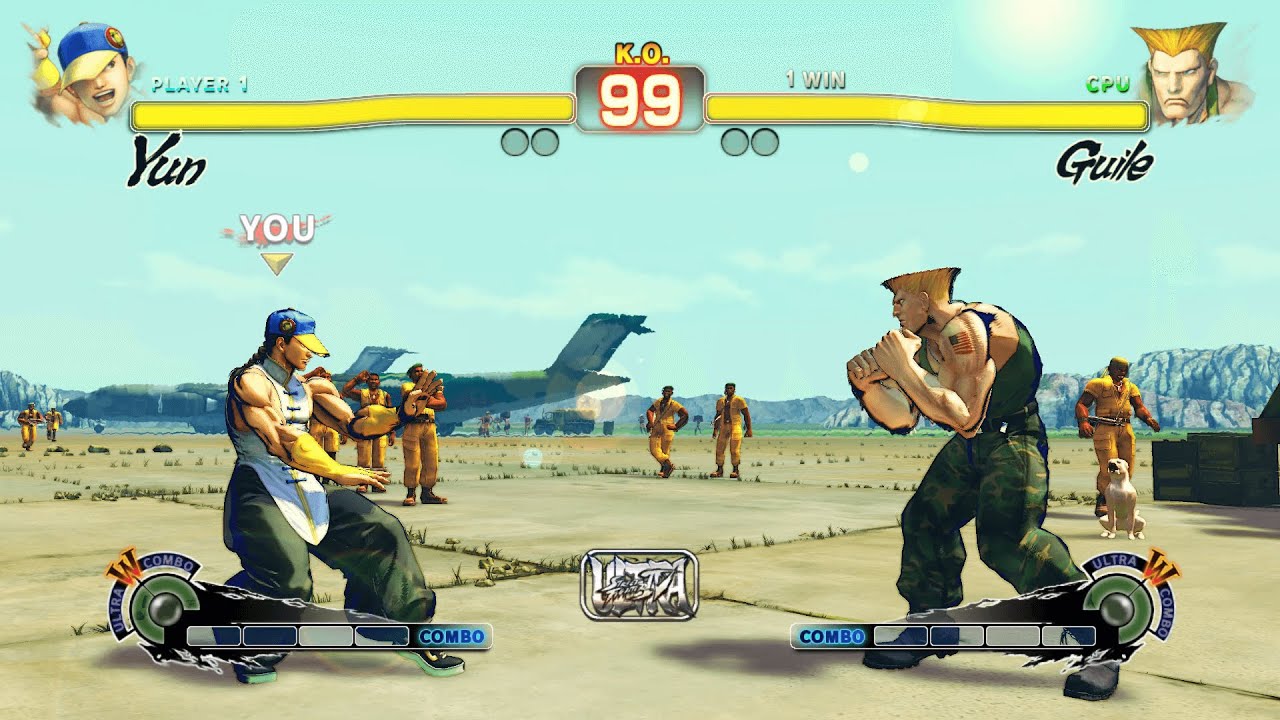Yun vs Guile (Hardest AI) - Ultra Street Fighter IV.