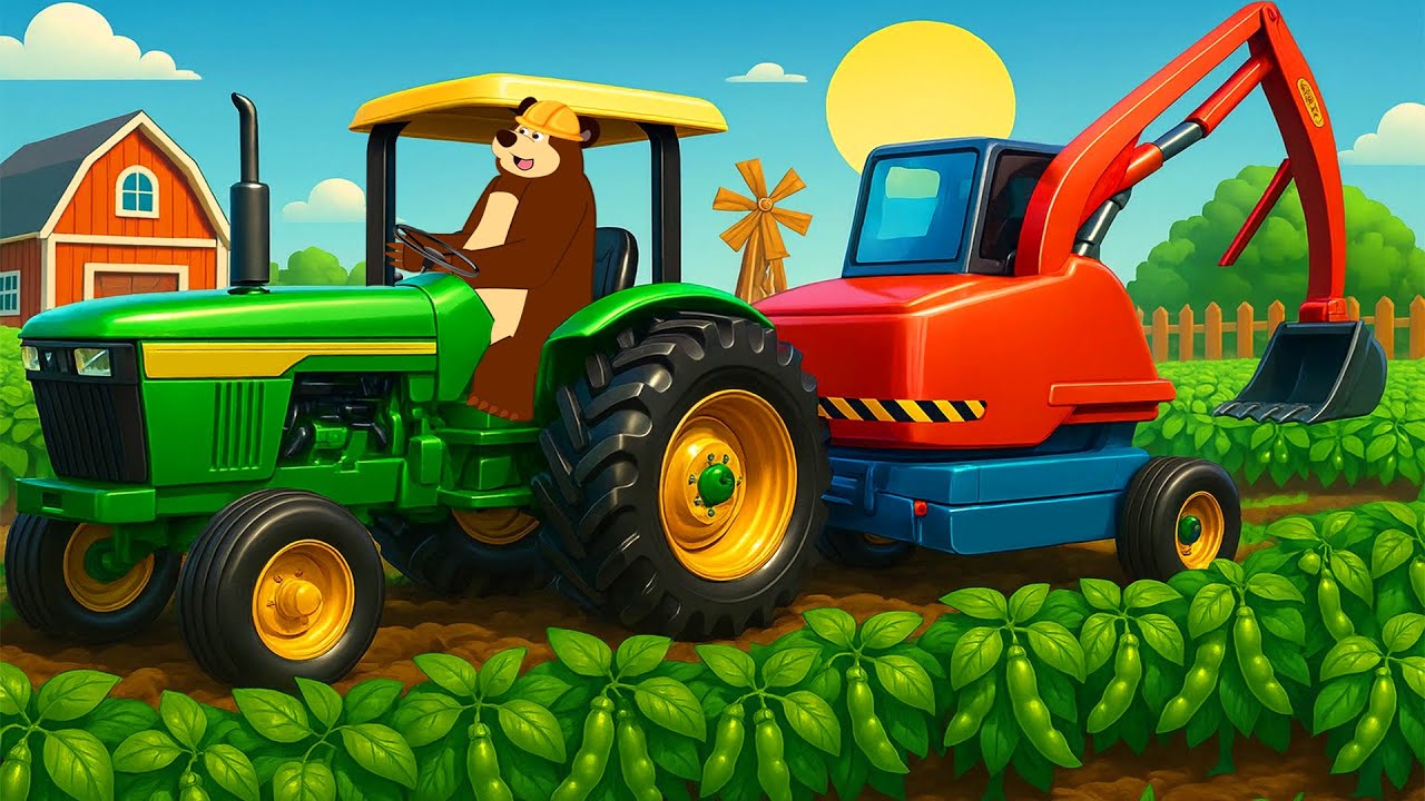 Tractor at Work: Growing and Harvesting Peas 🌱🚜 | Real Farm Animation