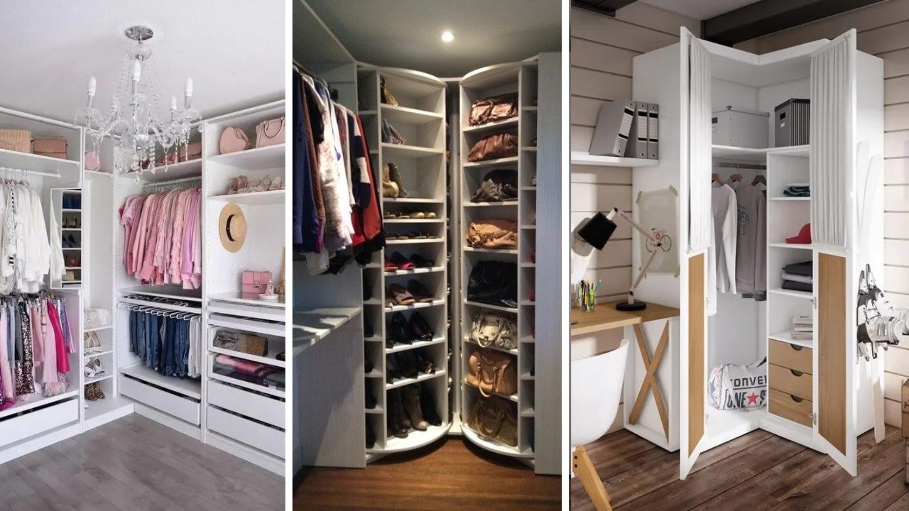 +236 iDEAS de CLOSETS ESQUINEROS para inspirarte y aprovechar el espacio del dormitorio al máximo