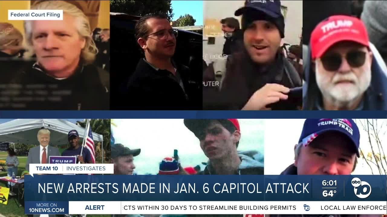 New January 6th riot arrests made in San Diego County