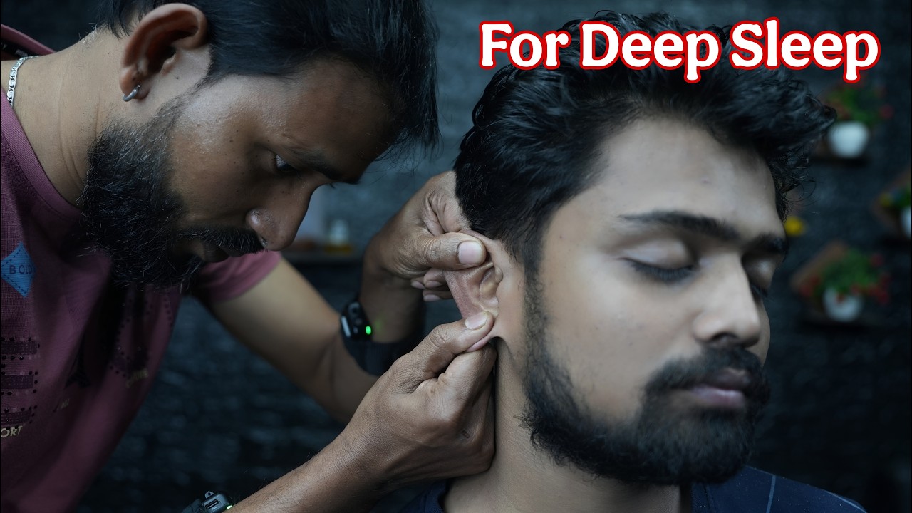 Indian Barber Style Forehead Marma Point Massage & Rhythmic Ear Tapping ASMR For Instant Calm #asmr