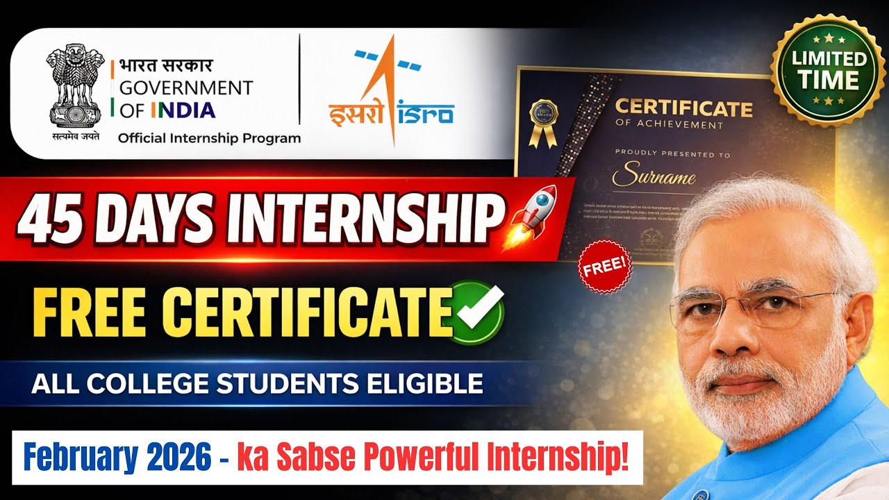 🔴ISRO Internship 2026 Apply Online | Get Internship Certificate | internship for Students 🔥