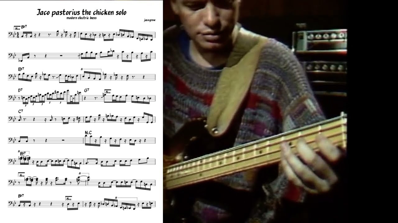 jaco pastorius the chicken bass solo transcription