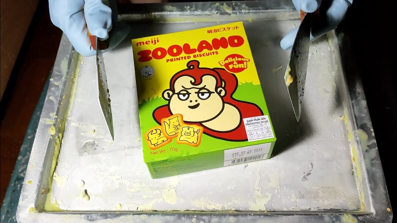 MEIJI Zooland Printed Biscuits Ice Cream Rolls Street Food ASMR | YUMMY FC
