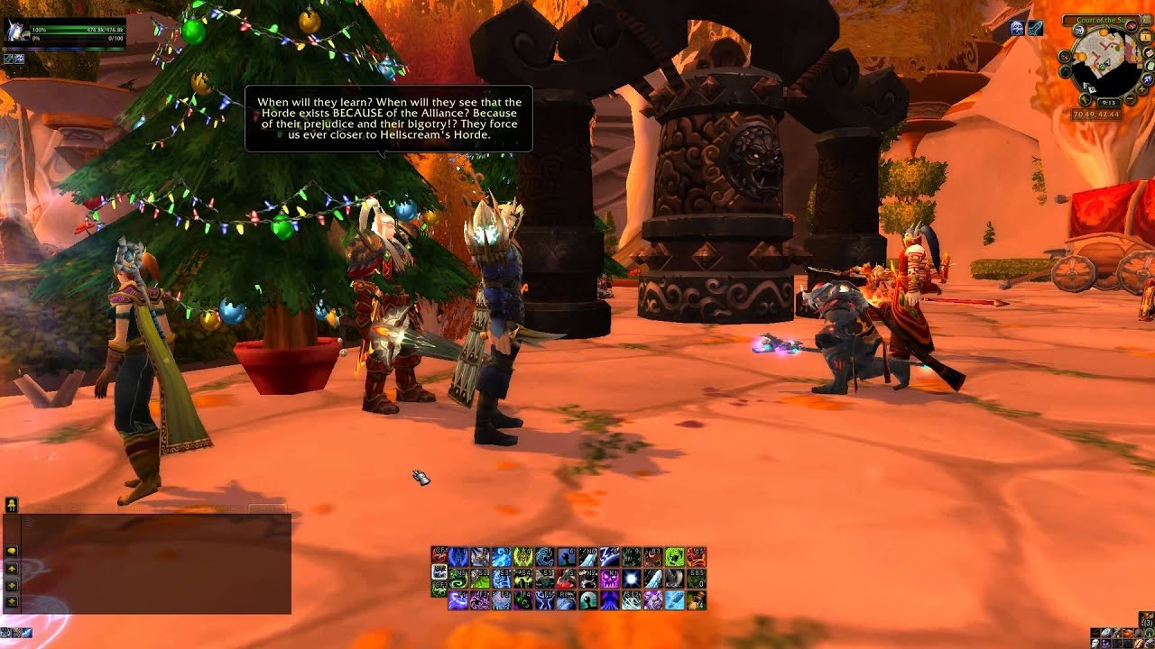 Lor'themar Flips a Bench Through a Tree