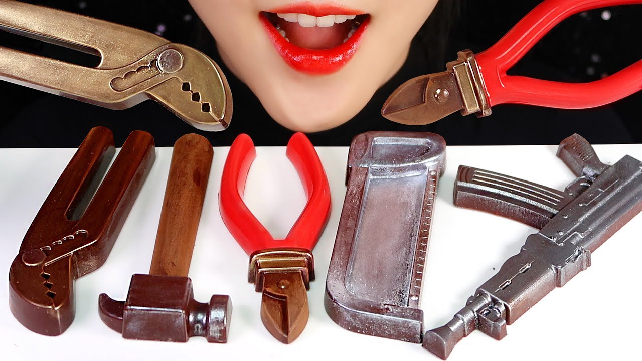 EDIBLE TOOLS ASMR EDIBLE GUN ASMR TOOL CHOCOLATE ASMR CHOCOLATE GUN ASMR