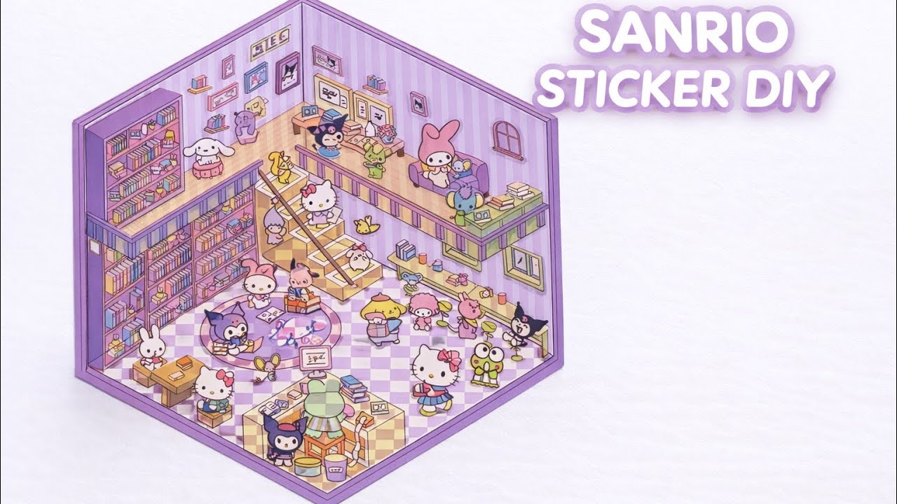 Sanrio Sticker DIY 💜 | Cozy 3D Scene Room ASMR #sanrio #sticker 