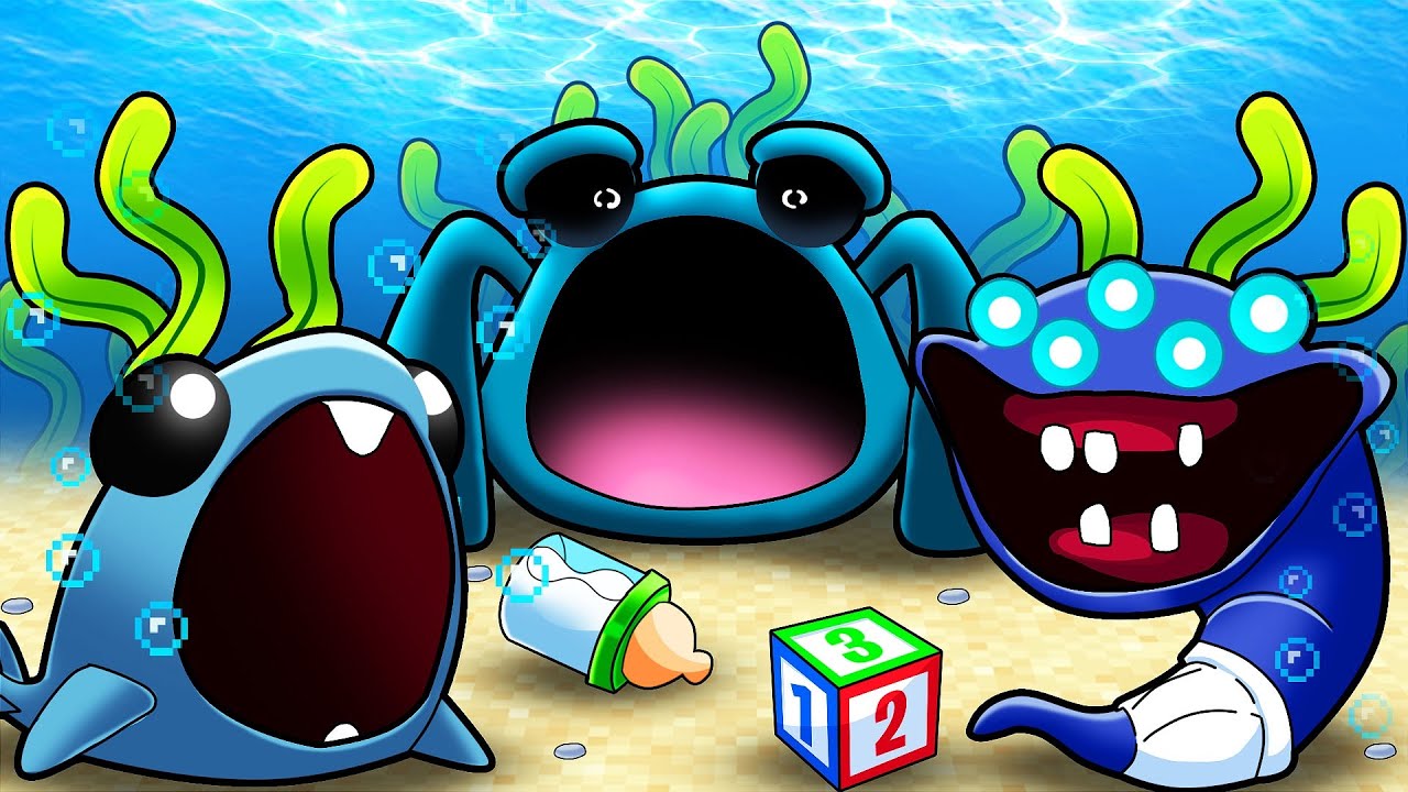 A ESCOLA dos BEBÊS MONSTROS do MAR no Minecraft! (Bloop, Sea Eater e El Gran Maja)