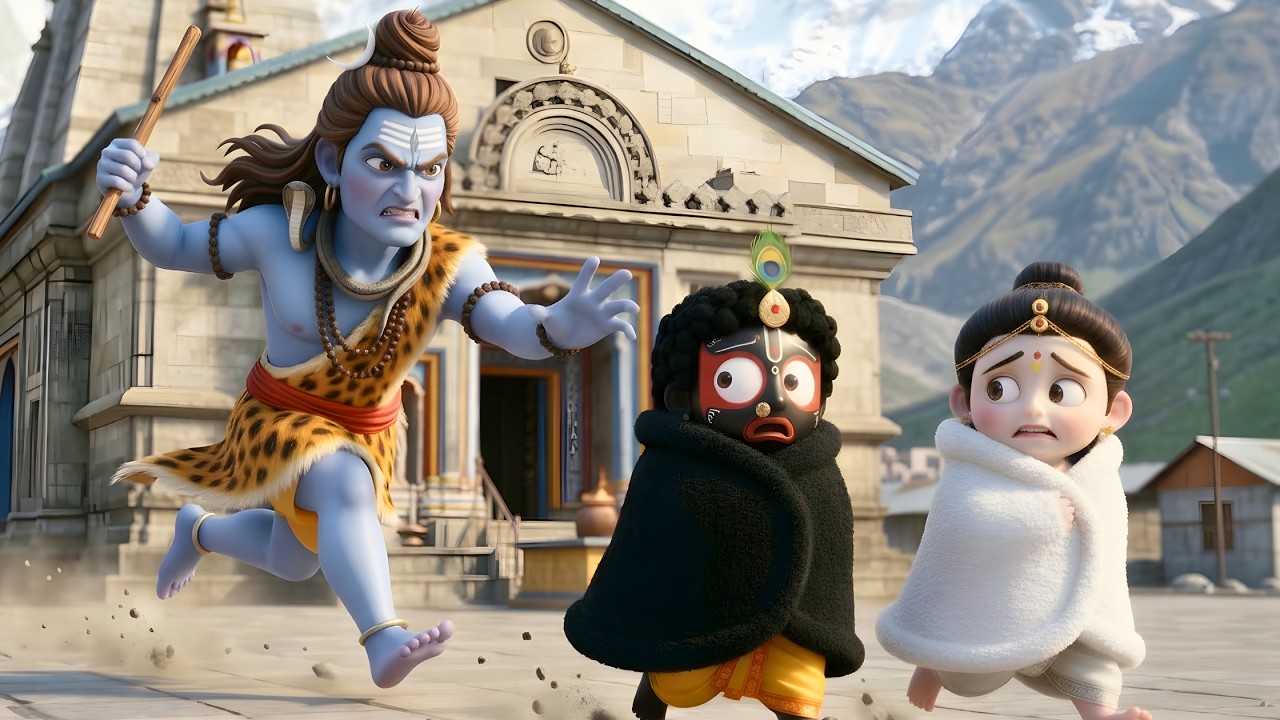 महादेव जगन्नाथ जी के पीछे डंडा लेकर क्यों भाग रहे हैं?😱 | Jagannath Visits Kedarnath |Animated Story