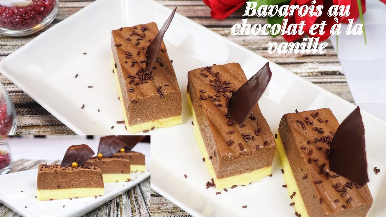 Dessert de BAVAROIS au CHOCOLAT et à la VANILLE (facile)
