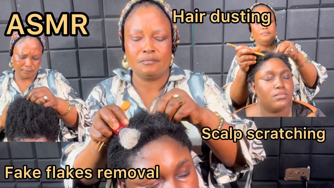 ASMR:💤 fake flakes removal,scalp scratching and dusting