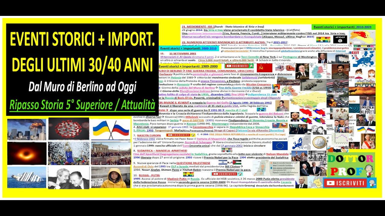✅ Gli eventi storici pi&ugrave; importanti degli ultimi 30/40 anni (ripasso storia Maturit&agrave;)
