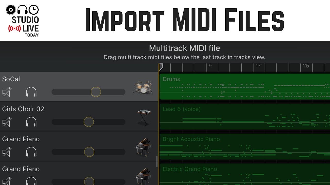 Как импортировать MIDI-файлы в GarageBand iOS (iPad, iPhone)