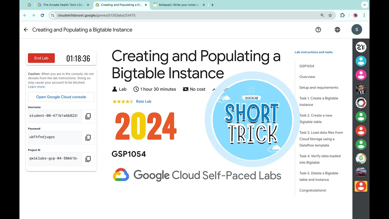 [2024] Creating and Populating a Bigtable Instance || #qwiklabs || #GSP1054 ||  [With Explanation🗣️]