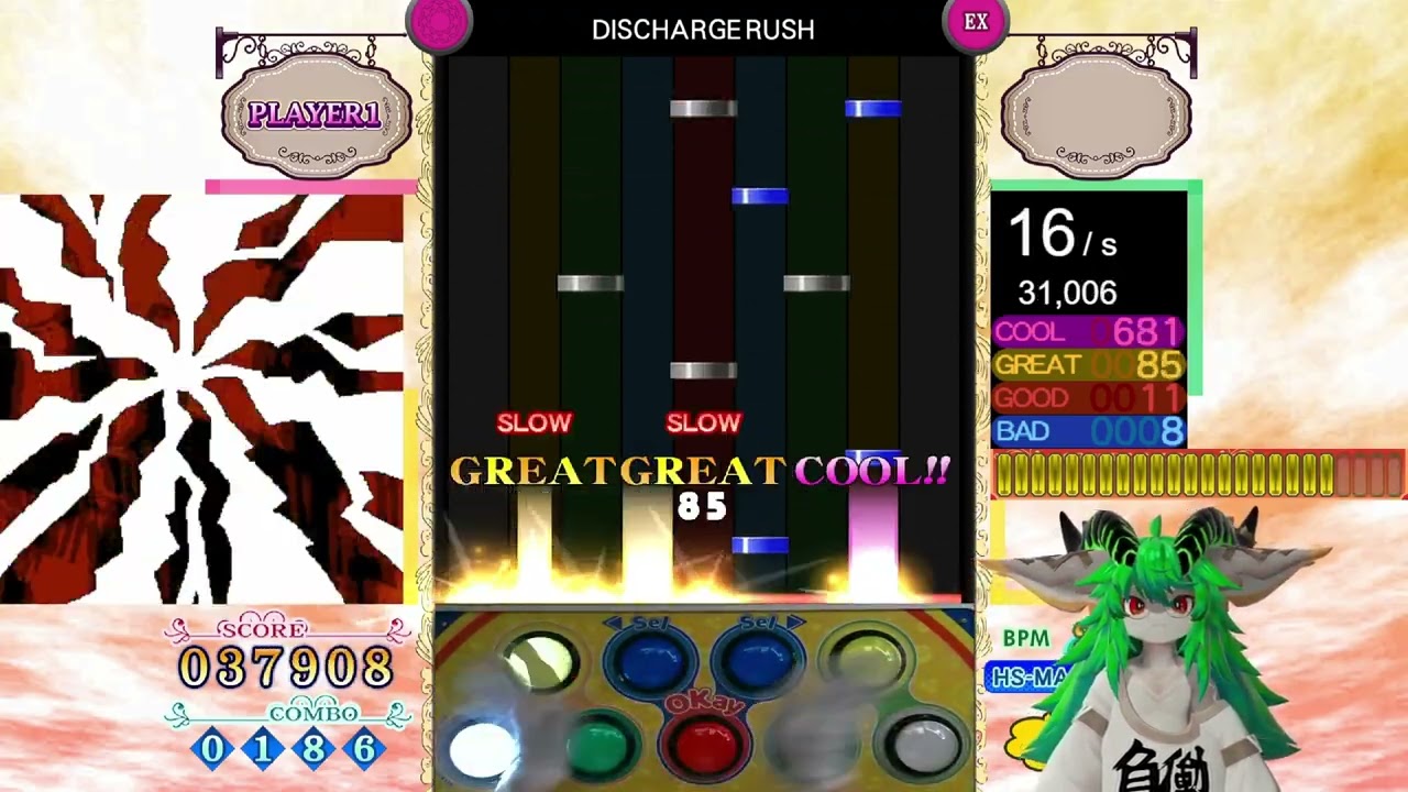[pop'n music PMS] ●12 DISCHARGE RUSH [Monster Ener9y] EXHARD CLEAR AAA 95.4k