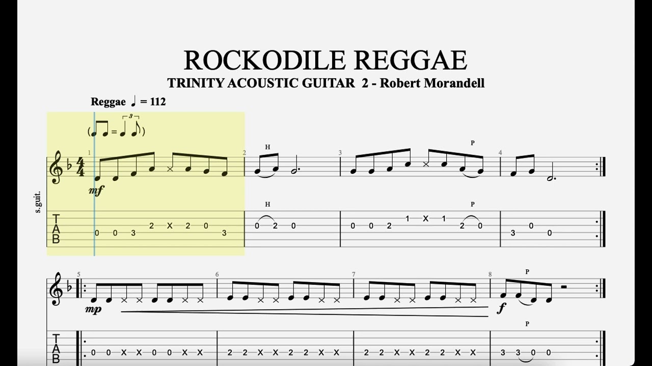 Rockodile Reggae - Trinity Acoustic Guitar - Grade 2 - Demo & Backing Track