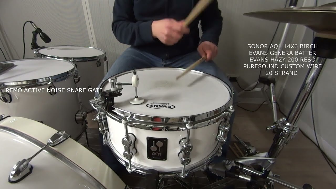 Testing Remo active noise on various snare and tuning