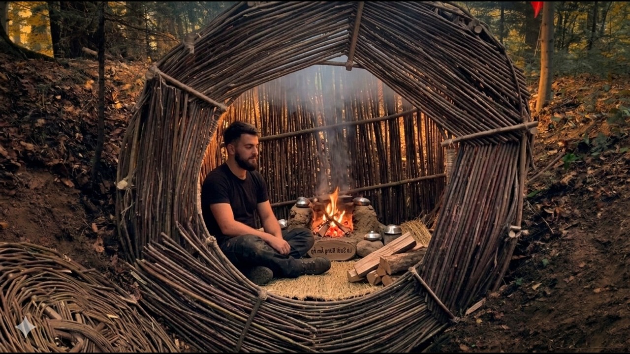 Building a Safe and Cozy Wooden House to Survive in the Forest - Bushcraft Life
