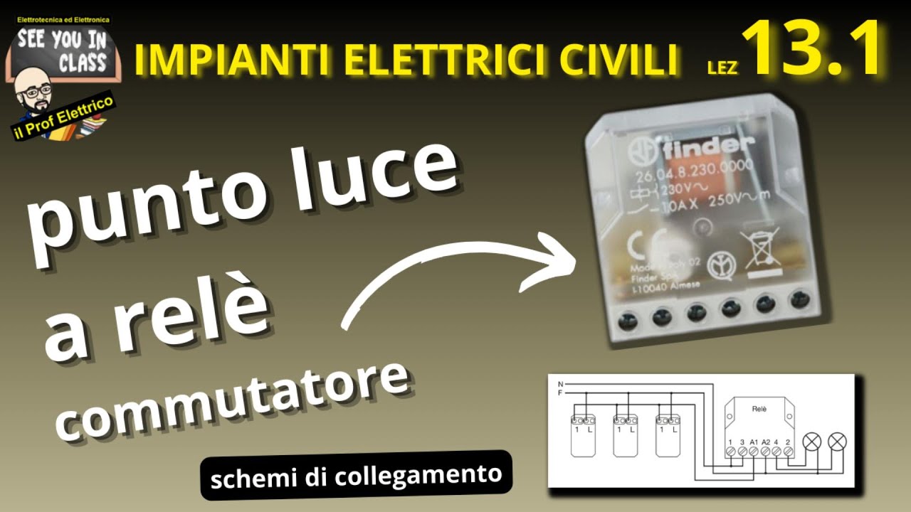 13.1 - Punto luce con relè ad impulsi commutatore a 4 sequenze Finder 26.04 - Neutro non interrotto