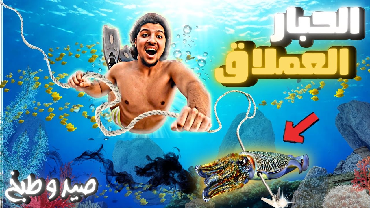 صيد الحبار العملاق 🦑 في أعماق البحر 🌊 و تحضير وجبة غريبة به 🍝  🤤