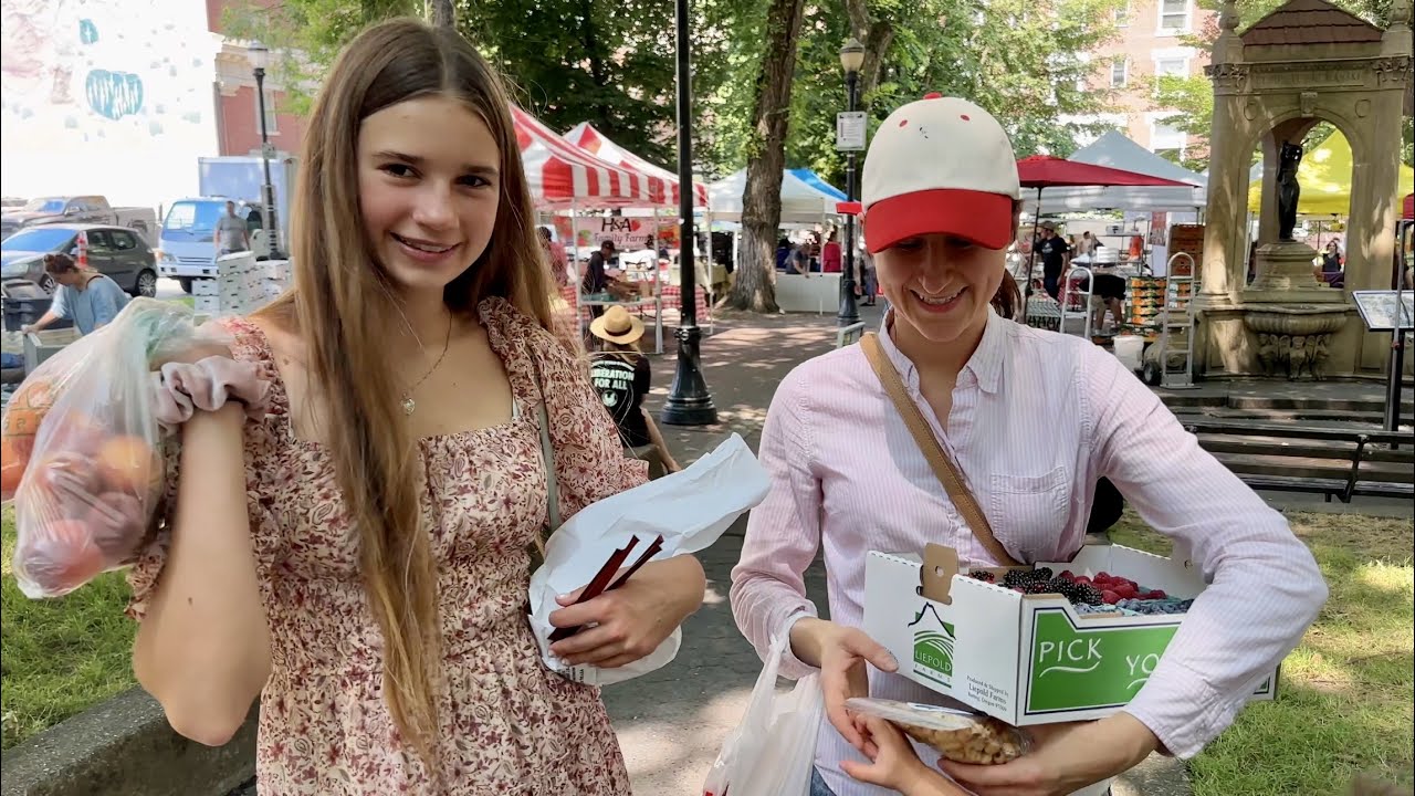 Karolina Protsenko at the farmers market
