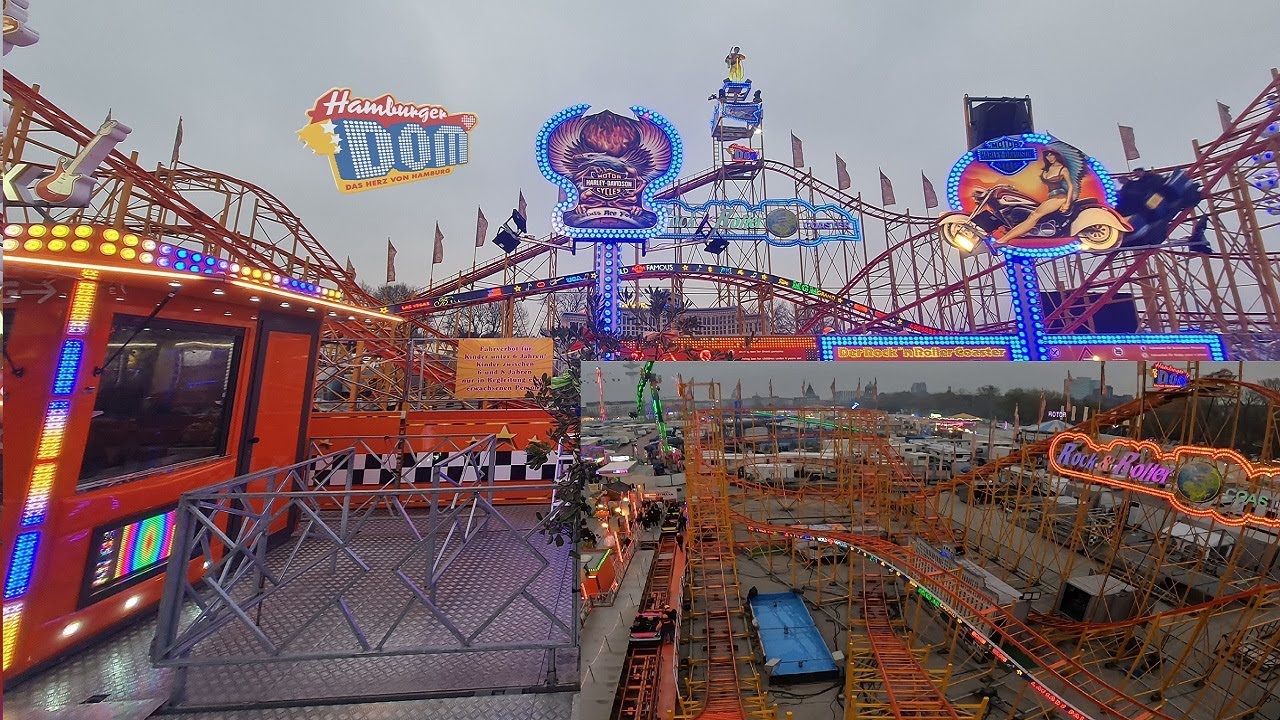 Rock & Roller Coaster Vorlop onride Hamburger Dom [Fr&uuml;hlingsdom] 2023 onride front row 4K UHD