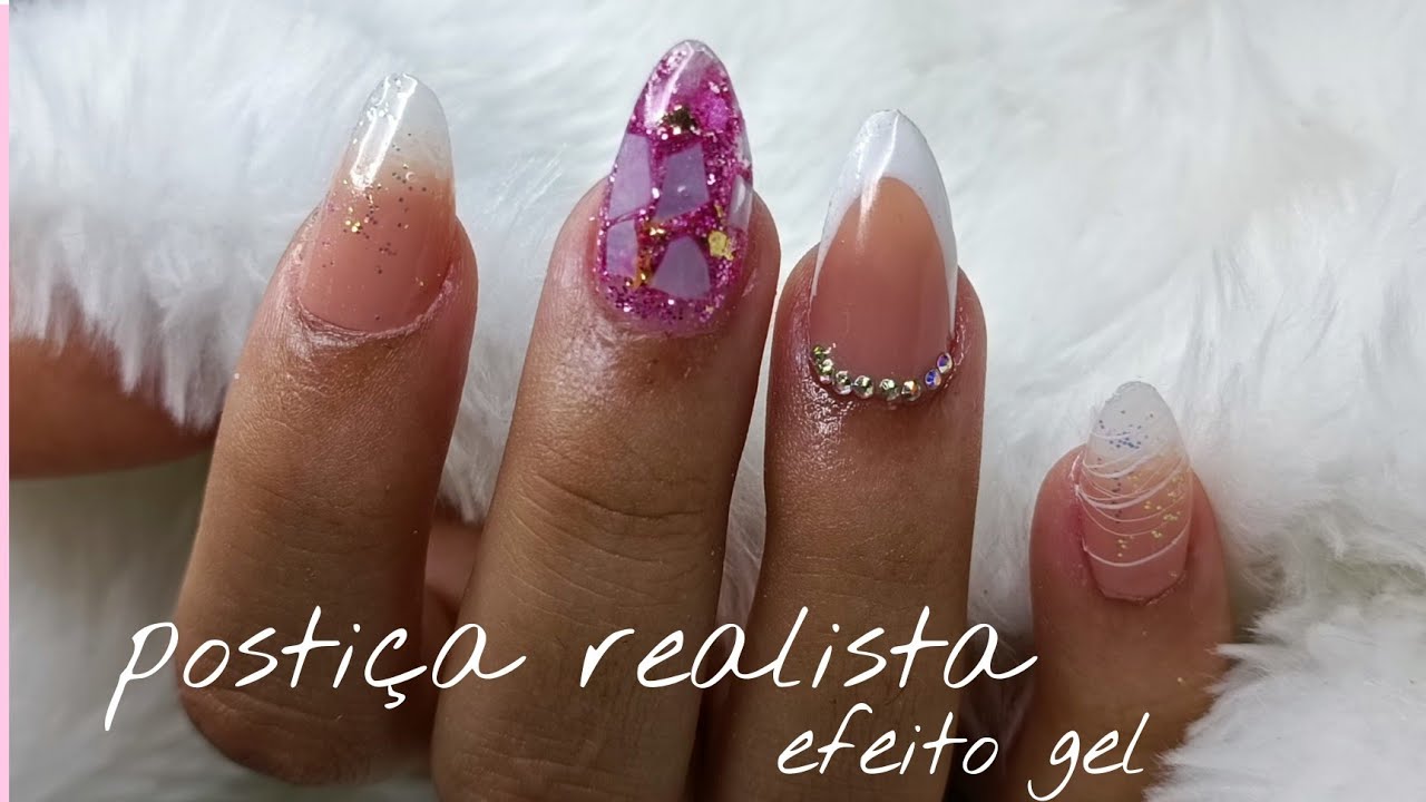 POSTIÇA REALISTA DECORAÇÃO BABY BOOMER COM ESMALTE COMUM 🌹