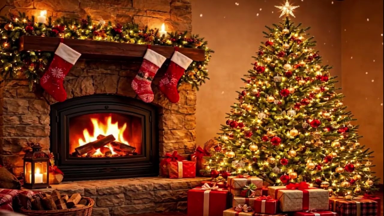 Cozy Christmas Fireplace Ambience – Relaxing Music & Warm Fire Sounds