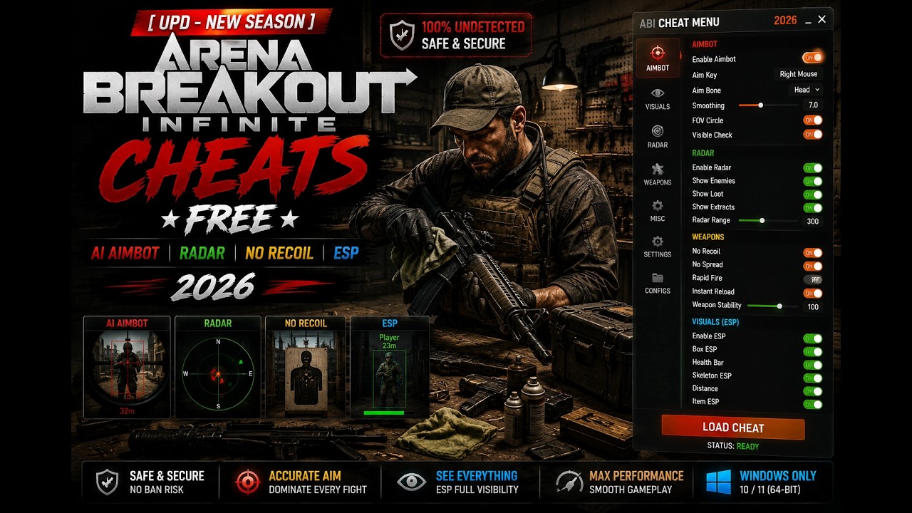 Arena Breakout Infinite Cheats *Season 6 Utility* 2026 | Smart Aim, ESP, Radar & Recoil Assist