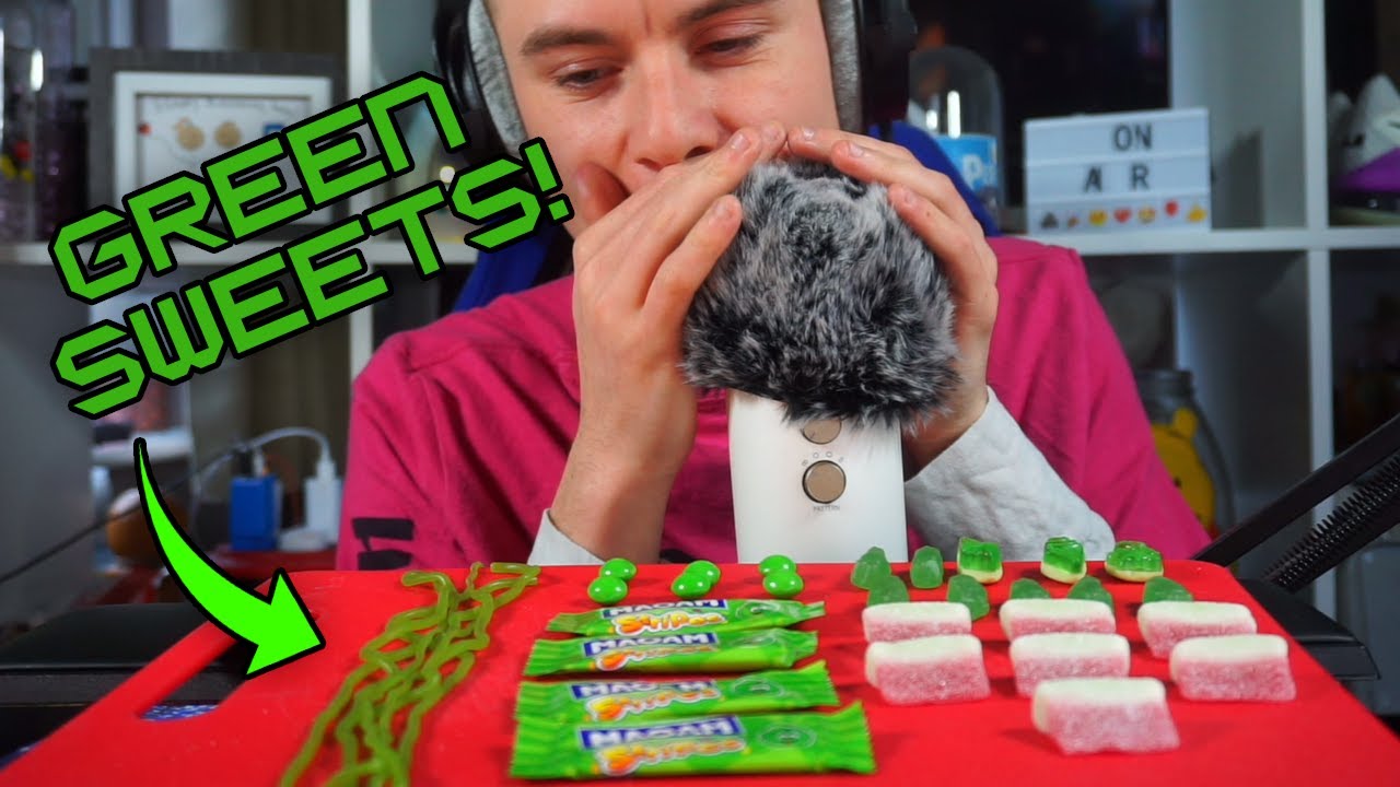 ASMR - AScleMR Eats GREEN SWEETS!!!